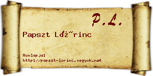Papszt Lőrinc névjegykártya